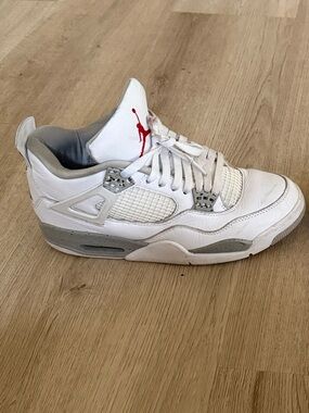Jordan Men’s White and Gray Retro Sneakers with Red Jumpman